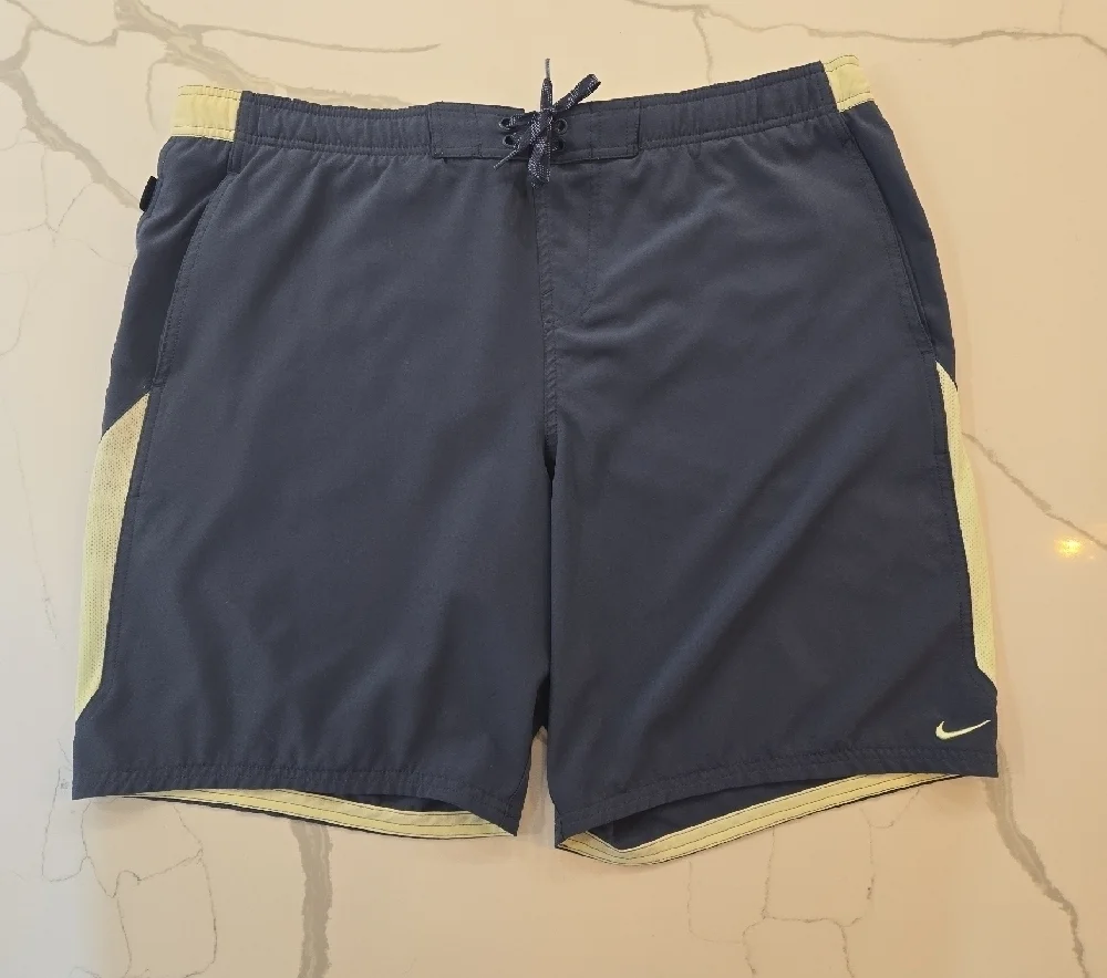 Nike Mens Drawstring Swim Trunks Blue Gray Green Size XL